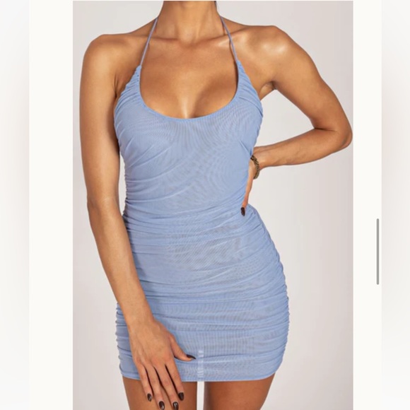 Meshki Dresses & Skirts - Krista Ruched Halter Back Mini Dress